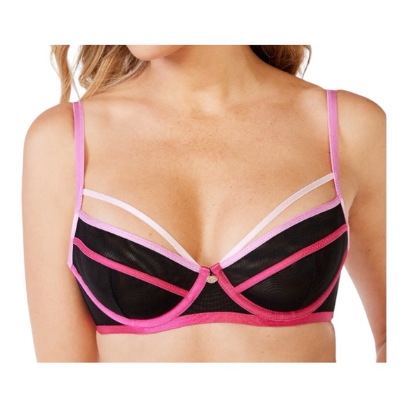 Sofia Intimates by Sofia Vergara Sheer Mesh Color Block Balconette Size 34C - Picture 5 of 12